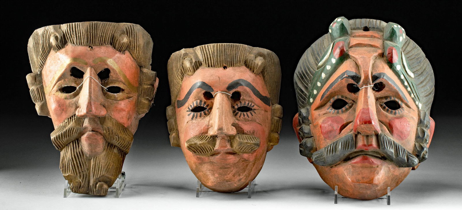 20th C. Guatemalan Wood Dance Masks (3) (1 of 3)