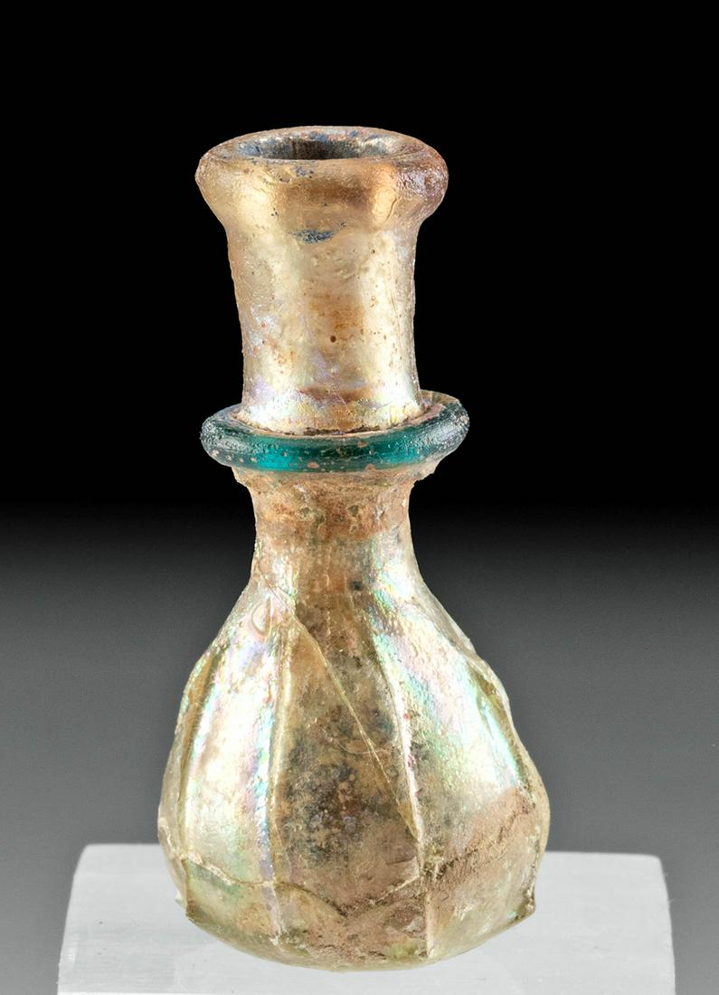 Miniature Roman Glass Bottle w/ Rainbow Iridescence (1 of 6)