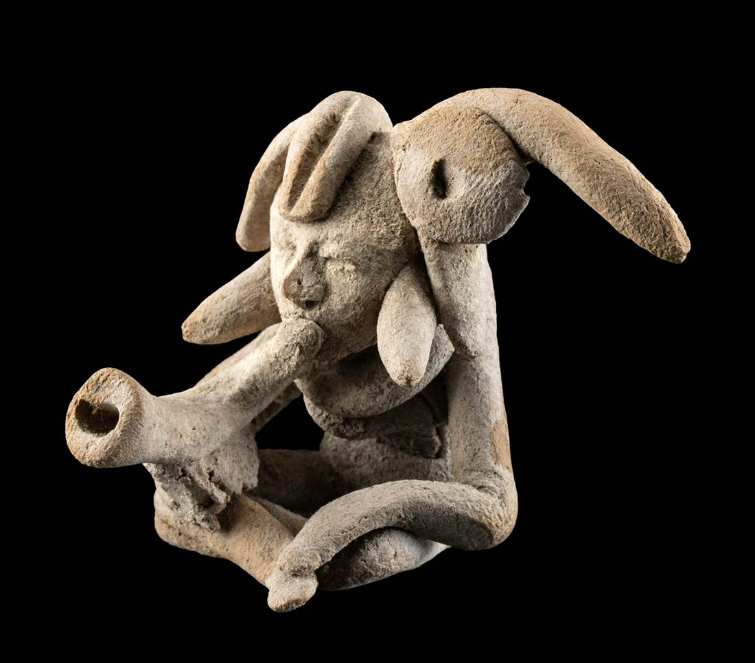 Fine Miniature Teotihuacan Hunchback Figure w/ Horn (1 of 5)