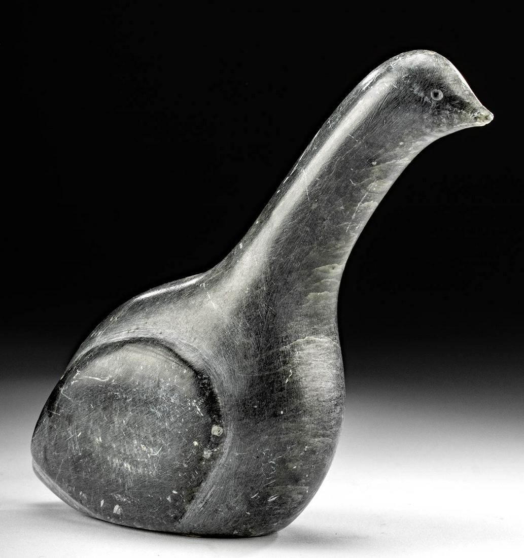 Mid 20th C. Inuit Carved Soapstone Swan (1 of 4)