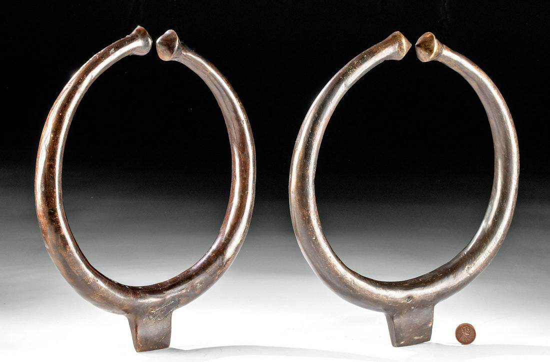 Lot of 2 Early 20th C. Congo Teke Brass Collars (1 of 4)