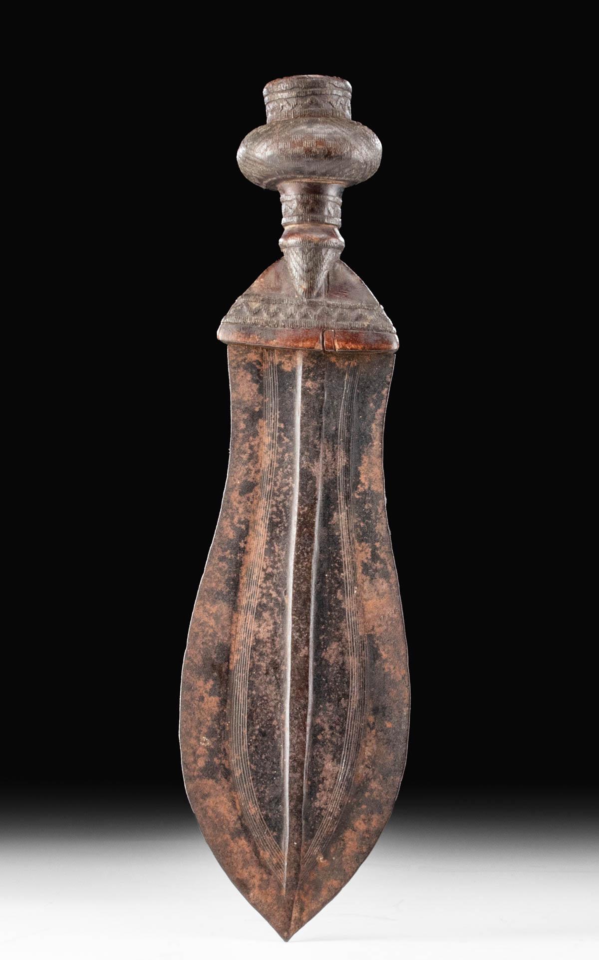 Late 19th C. African Kuba Ikula Blade w/ Wood Handle (1 of 3)