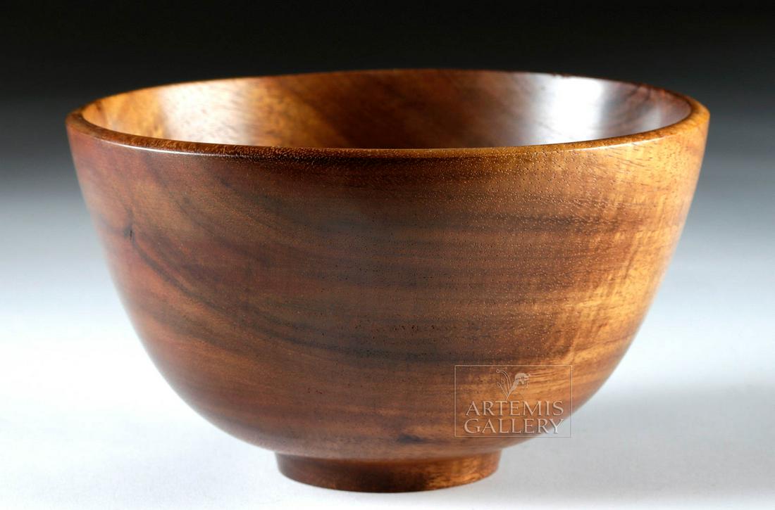 Hawaiian Koa Wood Bowl - Alex Wright, 2001: **Originally Listed At $300** New World, Hawaiian Islands/Sonoma County, California, 2001. Inscription on the base reads, "KOA FROM HAWAII Alex Wright 2001". A beautiful bowl - hand carved from koa wo