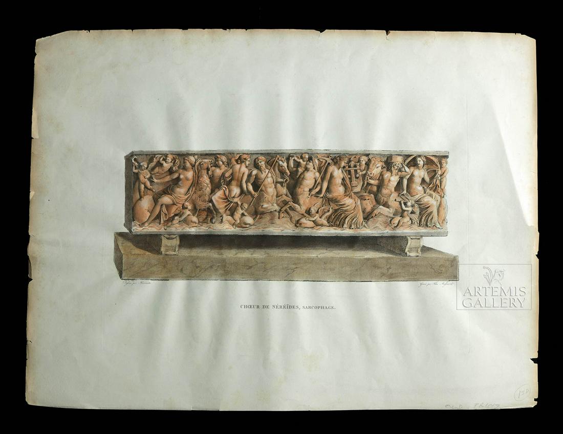19th C. French Engraving - Nereides Sarcophagus (1 of 3)