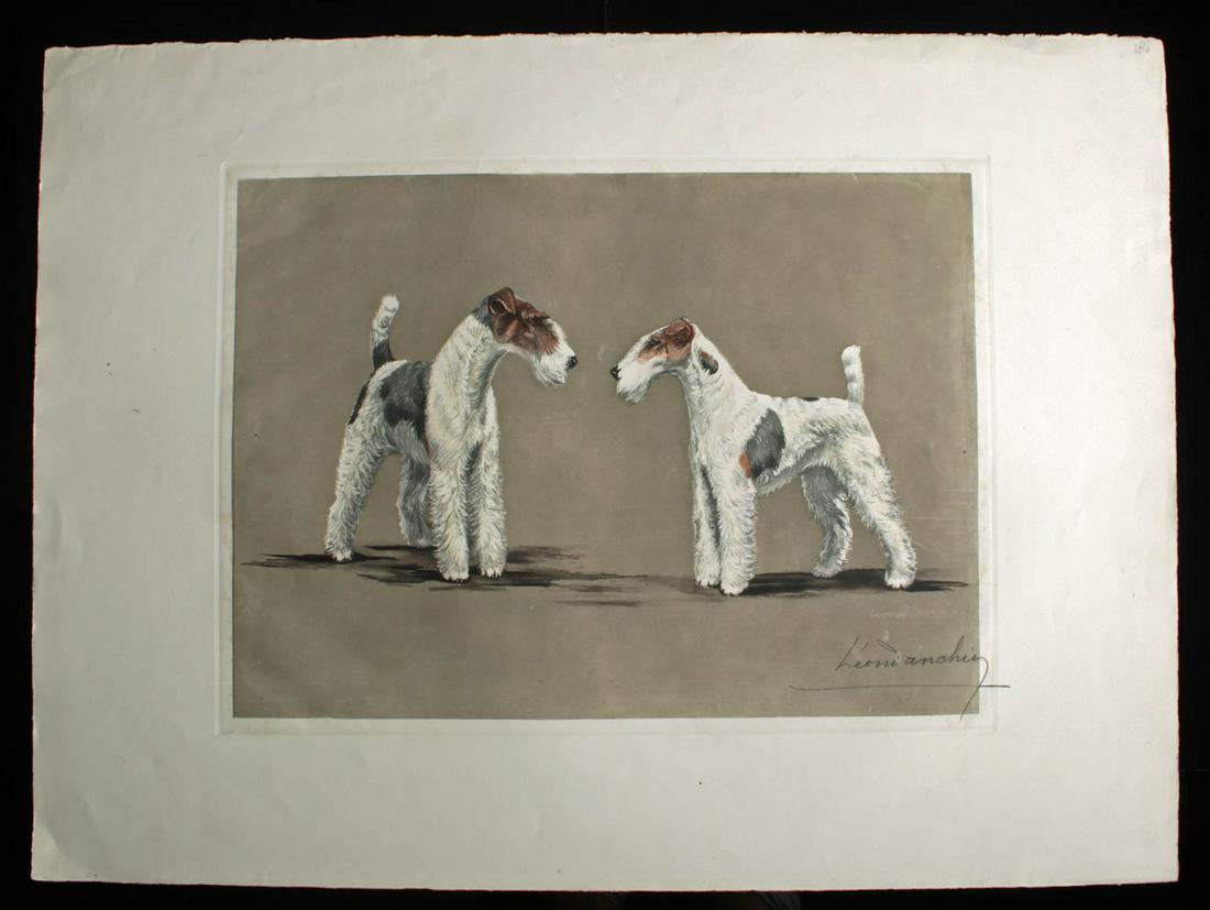 Signed Danchin Engraving - Wire Fox Terriers - 1930s (1 of 3)