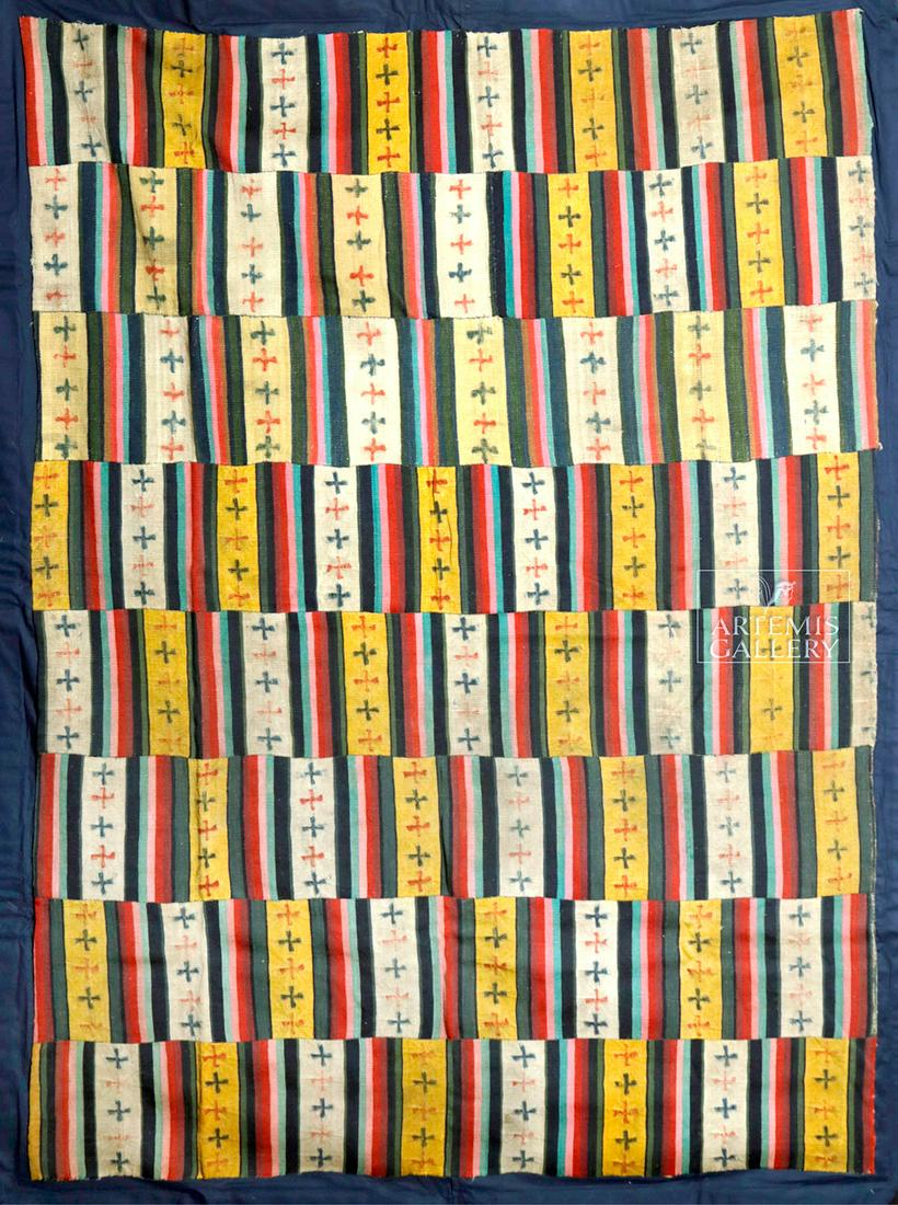 Beautiful / Large Late 19th C. Bhutanese Wool Shawl: **Originally Listed At $2000** Central Asia, Bhutan, ca. late 19th to early 20th century CE. A beautiful and sizable shawl known as a hotah jaloh kira comprised of tightly-woven sheep or yak wool fibe