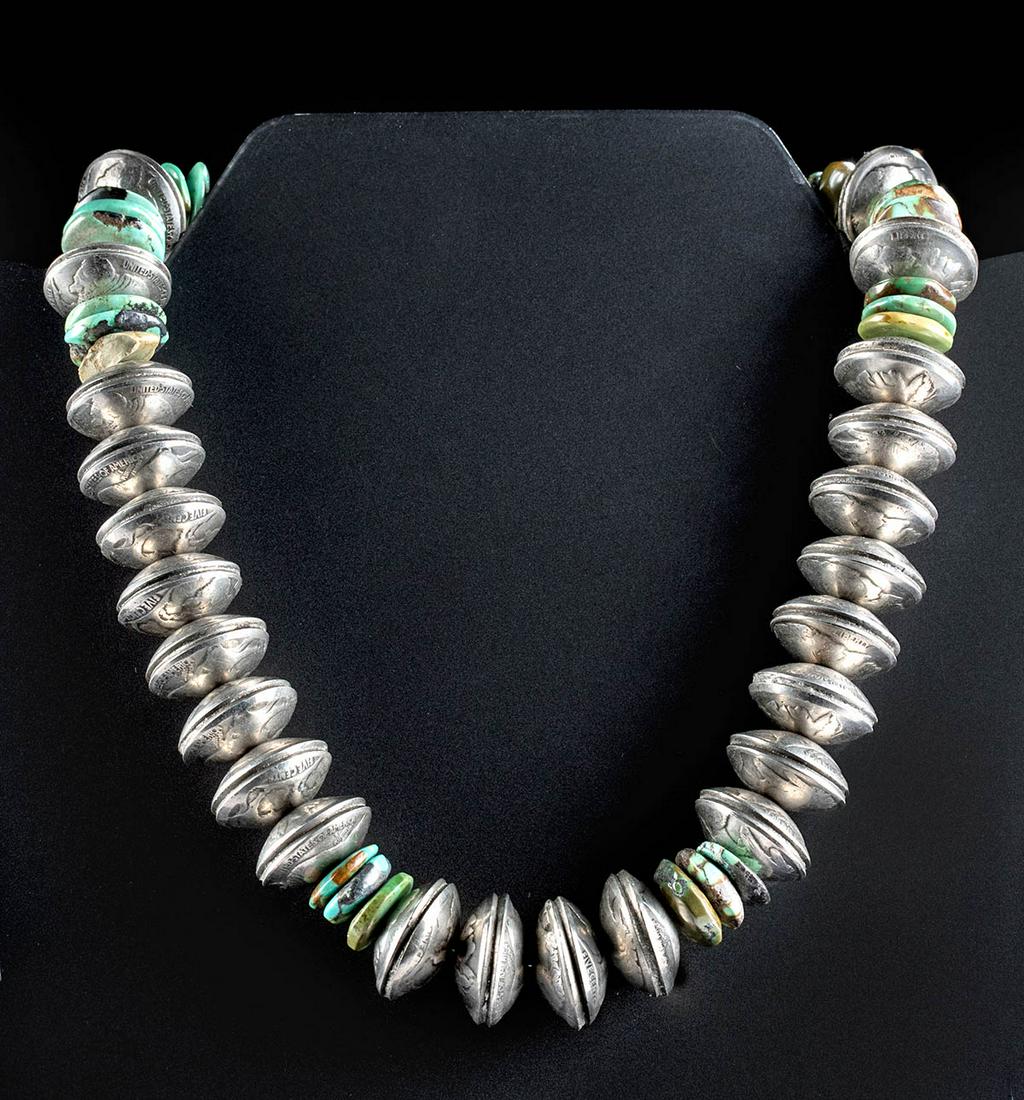 Vintage American Turquoise & Buffalo Nickel Necklace (1 of 4)