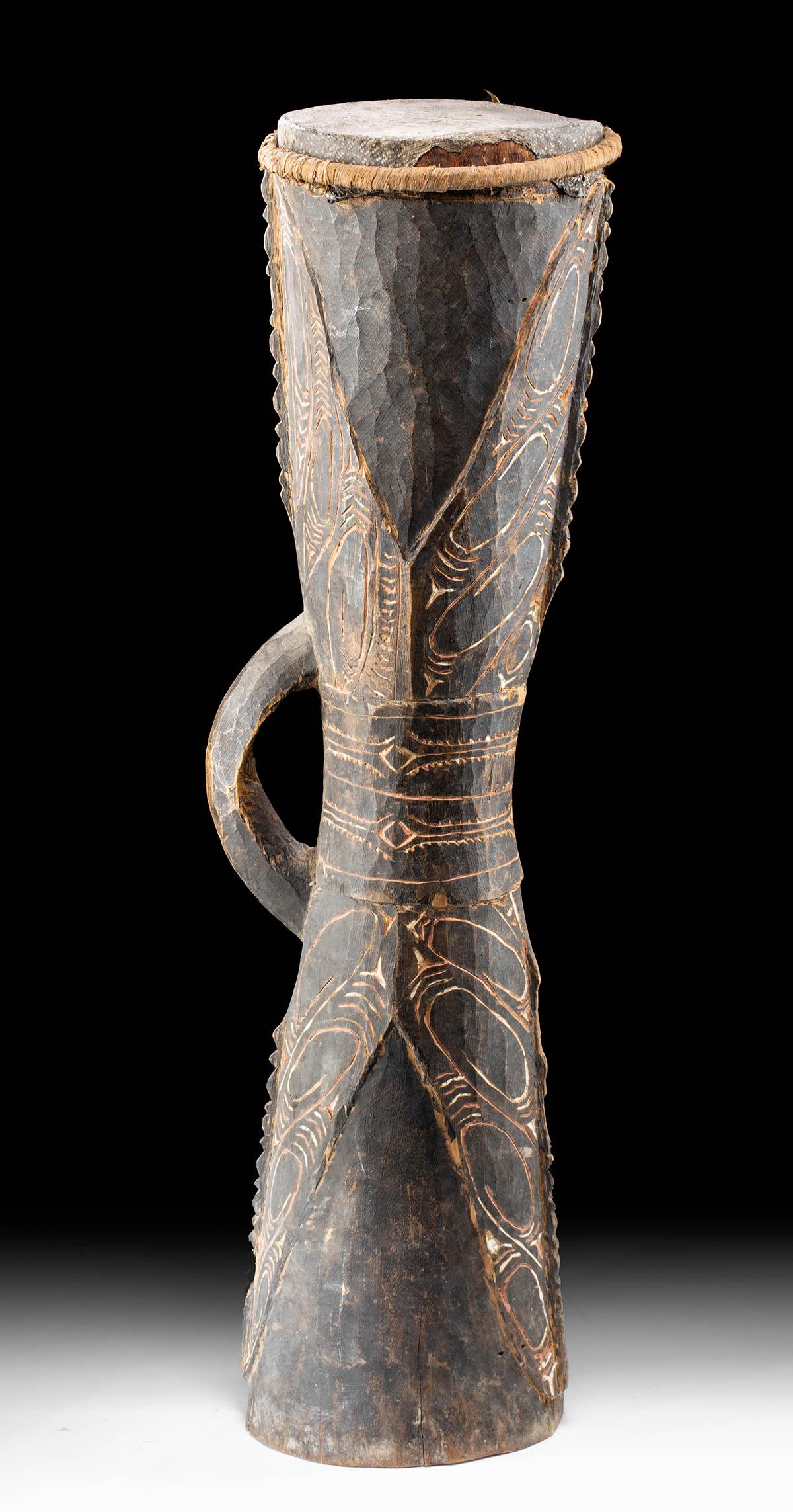 20th C. Papua New Guinea Sepik River Wood & Skin Drum (1 of 6)