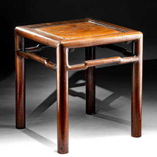 19th C. Chinese Qing Dynasty Wooden Table: East Asia, China, late Qing Dynasty, ca. late 19th to early 20th century CE. A beautiful low table hand-crafted from wood with a simple design. The table is built from elm wood with a rich reddish