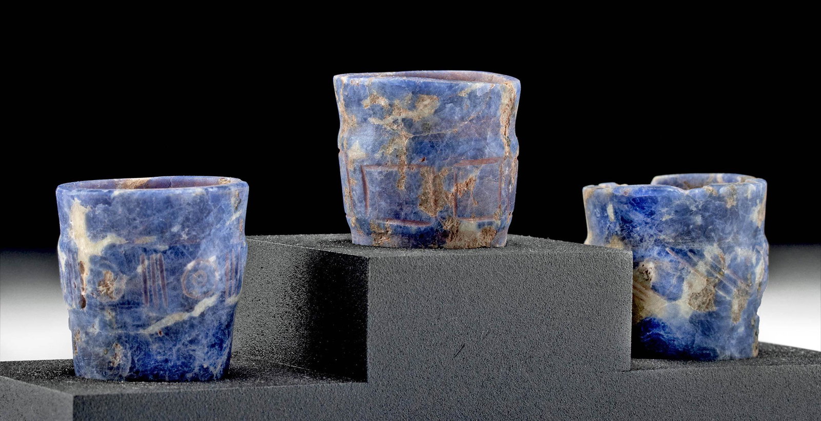 Gorgeous Chavin Lapis Lazuli Mortars Incised Details (1 of 4)