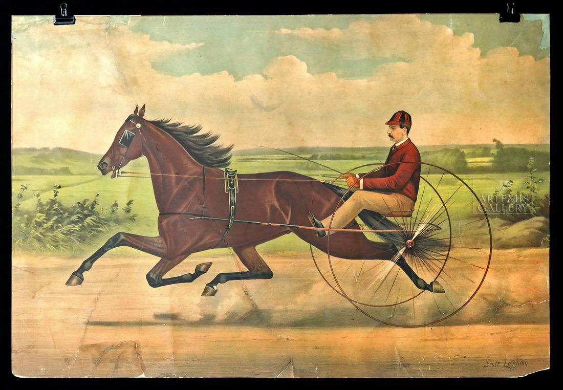 Scott Leighton Lithograph of Horse Racer - 1885 (1 of 4)