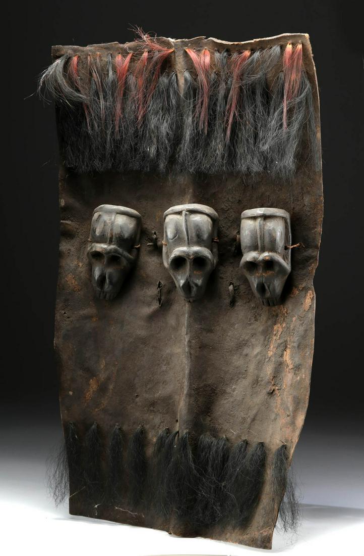 19th C. Naga Headhunter's Shield w/ Wood Monkey Skulls (1 of 4)