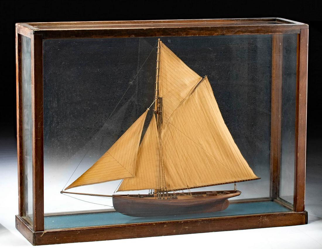 Antique American Model Ship in Glass Case (1 of 3)