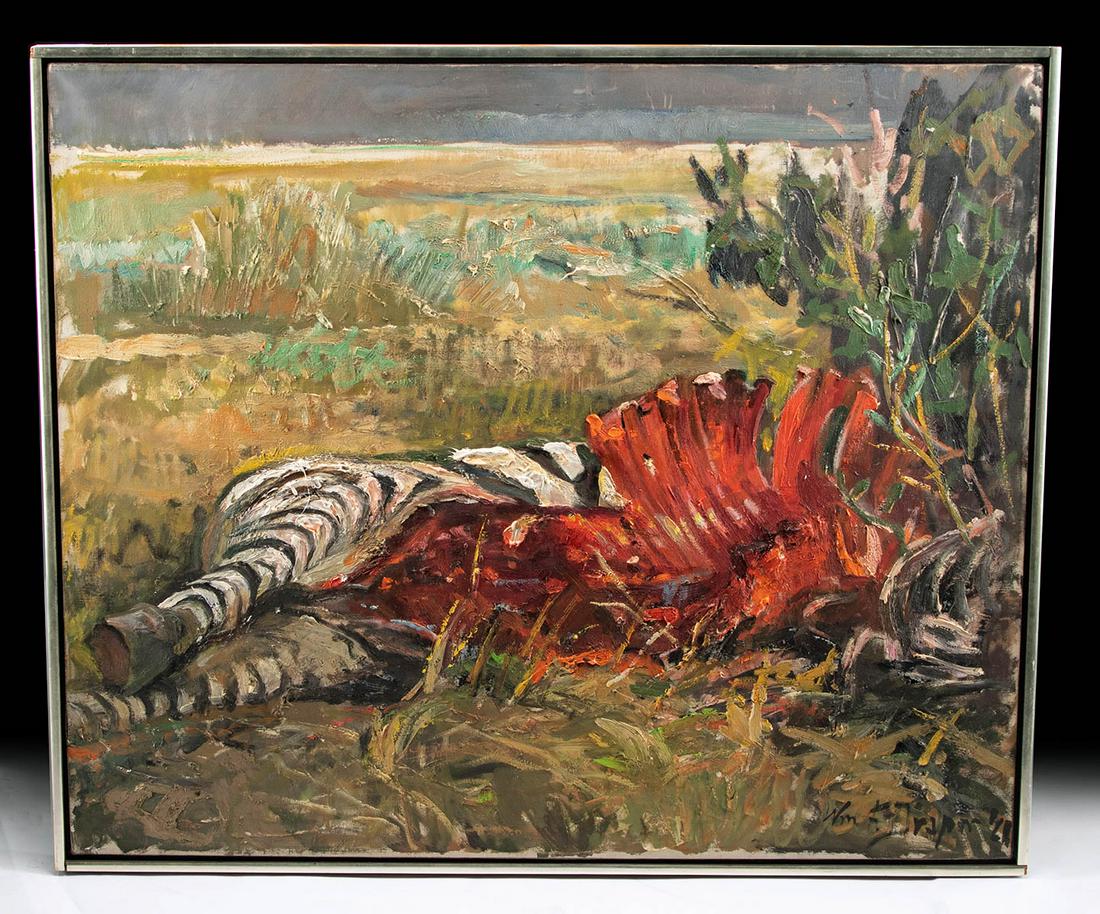 Exhibited Draper Painting Zebra Carcass, Kenya, 1969 (1 of 6)