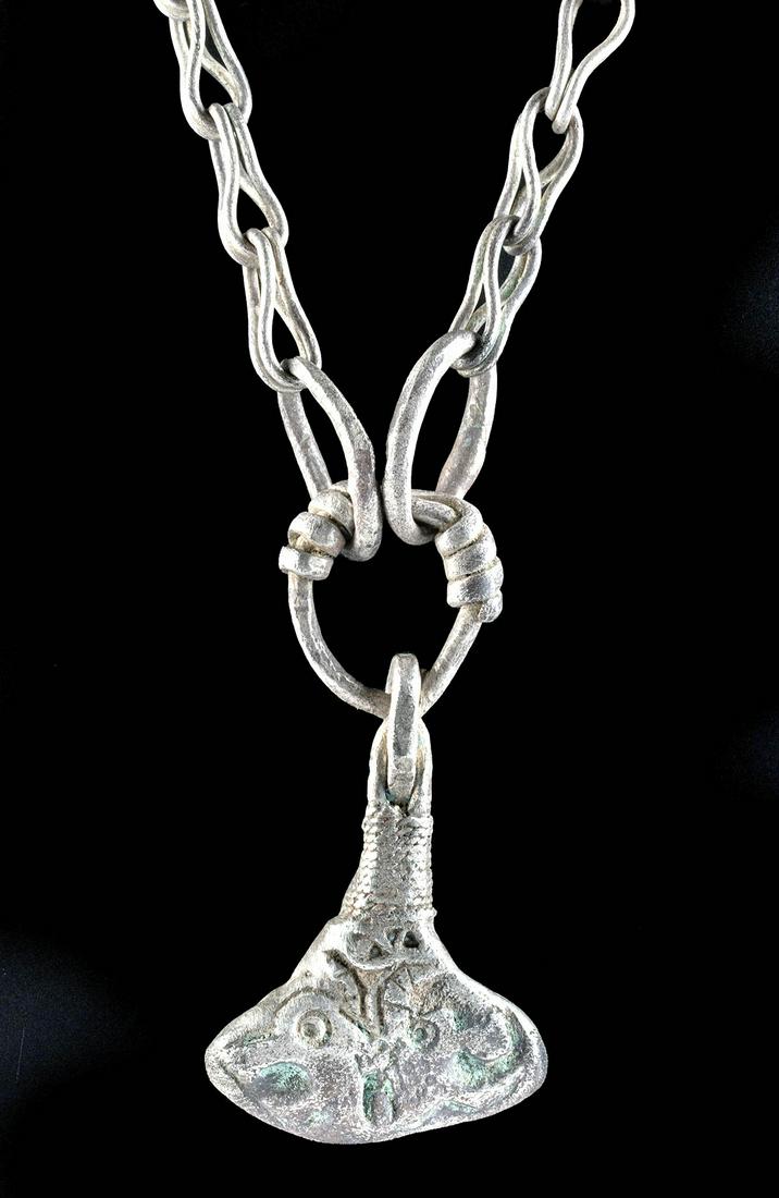 10th C. Viking Silver Necklace w/ Thor's Hammer (1 of 3)