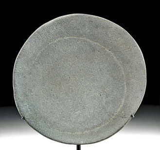 Huge Chavin Stone Ritual Dish: Pre-Columbian, north coast of Peru, Chavin culture, ca. 900 to 200 BCE. A superb and sizable stone basin, presumably used for the ritualistic preparation of hallucinogenic drugs, hand-carved from a