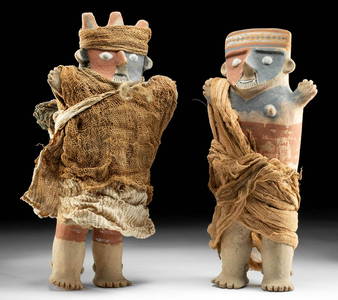 Rare Chancay Polychrome Figures Male, Female TL'd