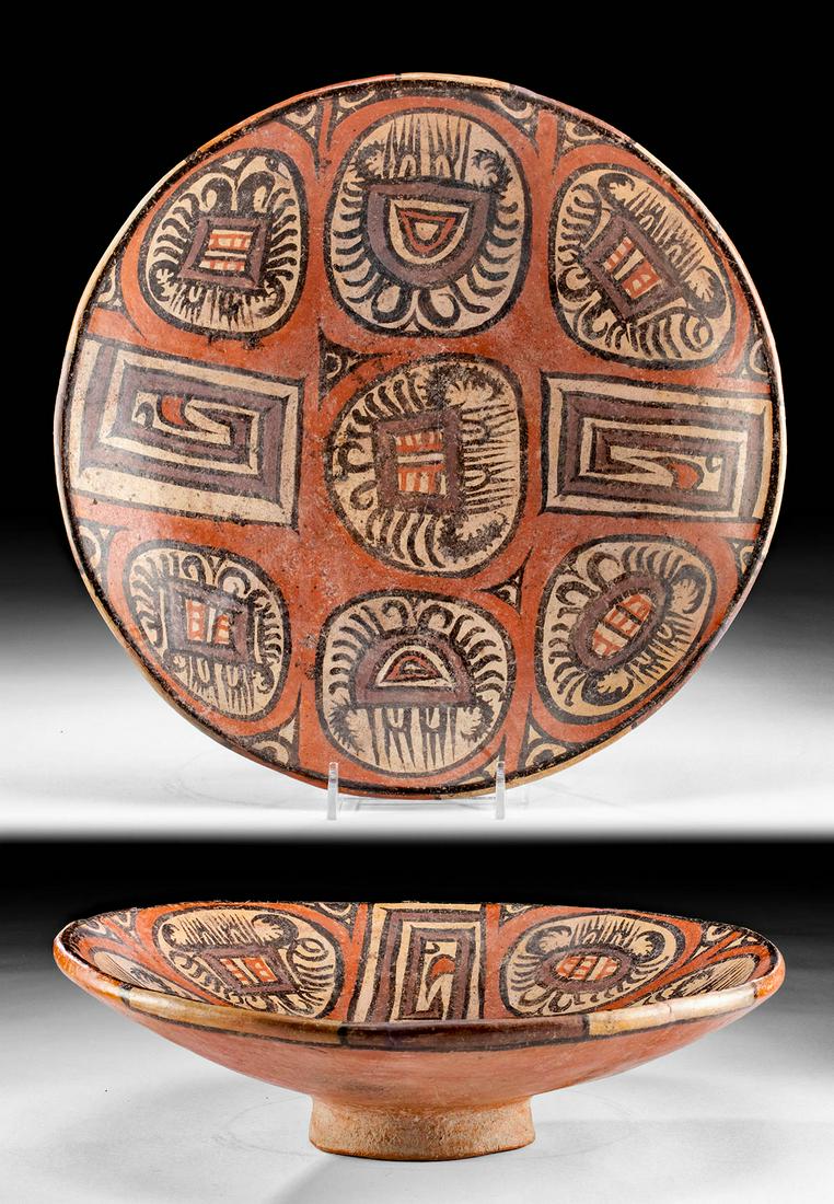Panamanian Cocle Polychrome Pedestal Dish Crab Motif (1 of 4)