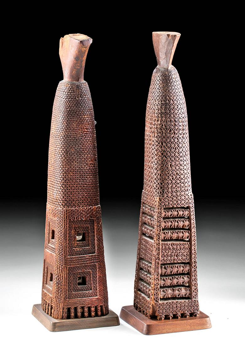 Pair of 19th C. Cook Islands Wood Adze Hefts (1 of 2)