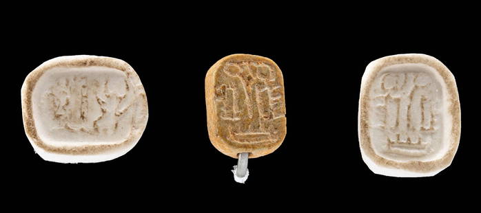 Jemdet Nasr Double-Sided Stone Stamp Seal Bead: Ancient Near East, Jemdet Nasr (Iraq), ca. 3100 to 2900 BCE. A rare double-sided stamp seal bead, rectangular in form, carved using drilling and string cutting from a piece of creamy, pale brown,