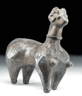 12th C. Central Asian Ghaznavid Silver Ram / Sphinx: Central Asia, Iran, Afghanistan, Pakistan, & Transoxiana, Ghaznavid Dynasty, ca. 12th century CE. An incredible, rare example of Ghazni metalwork, made from 80% silver, in the form of an exquisite