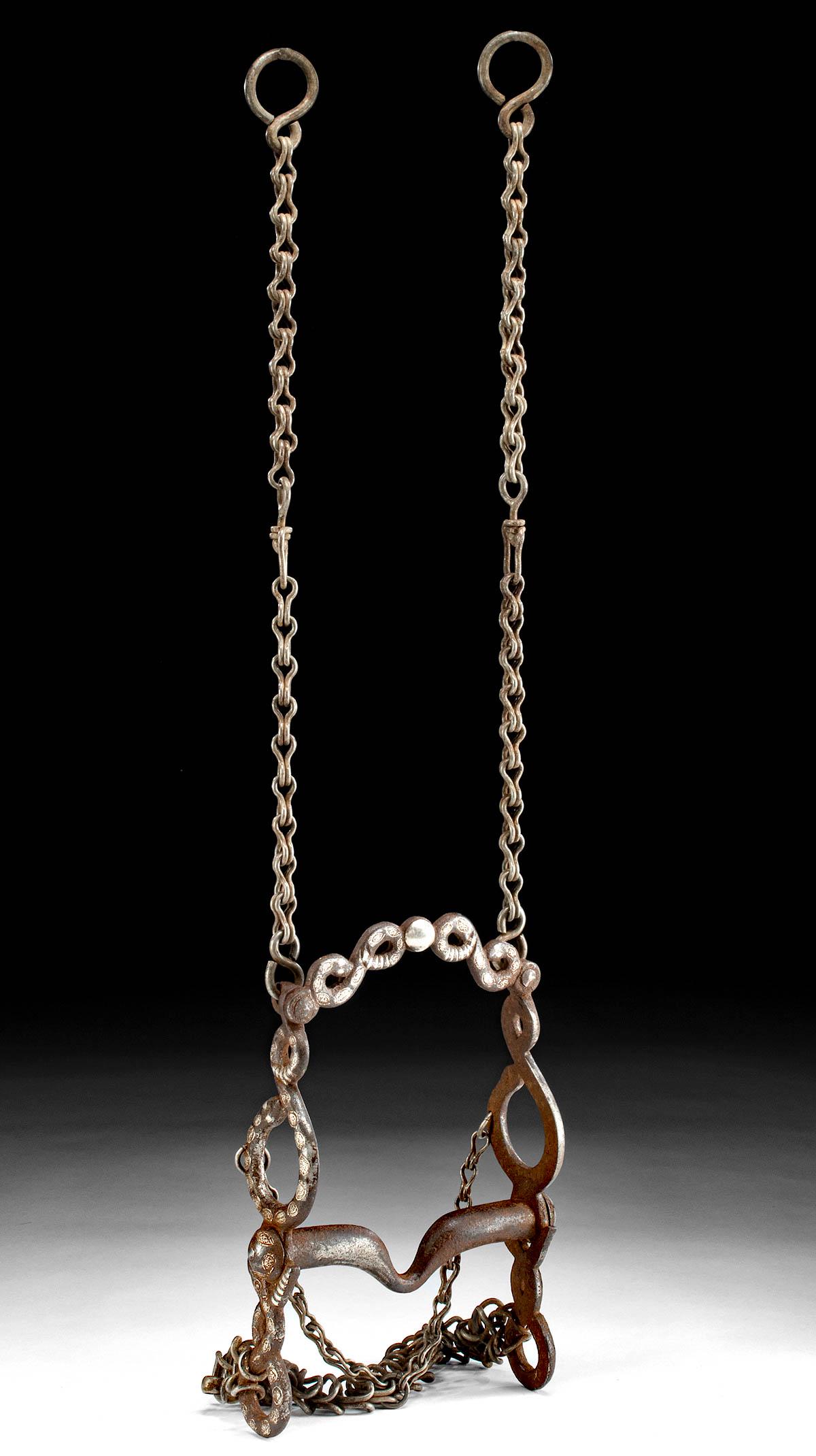 19th C. Mexican Iron & Silver Horse Bit w/ Rattlesnakes (1 of 3)