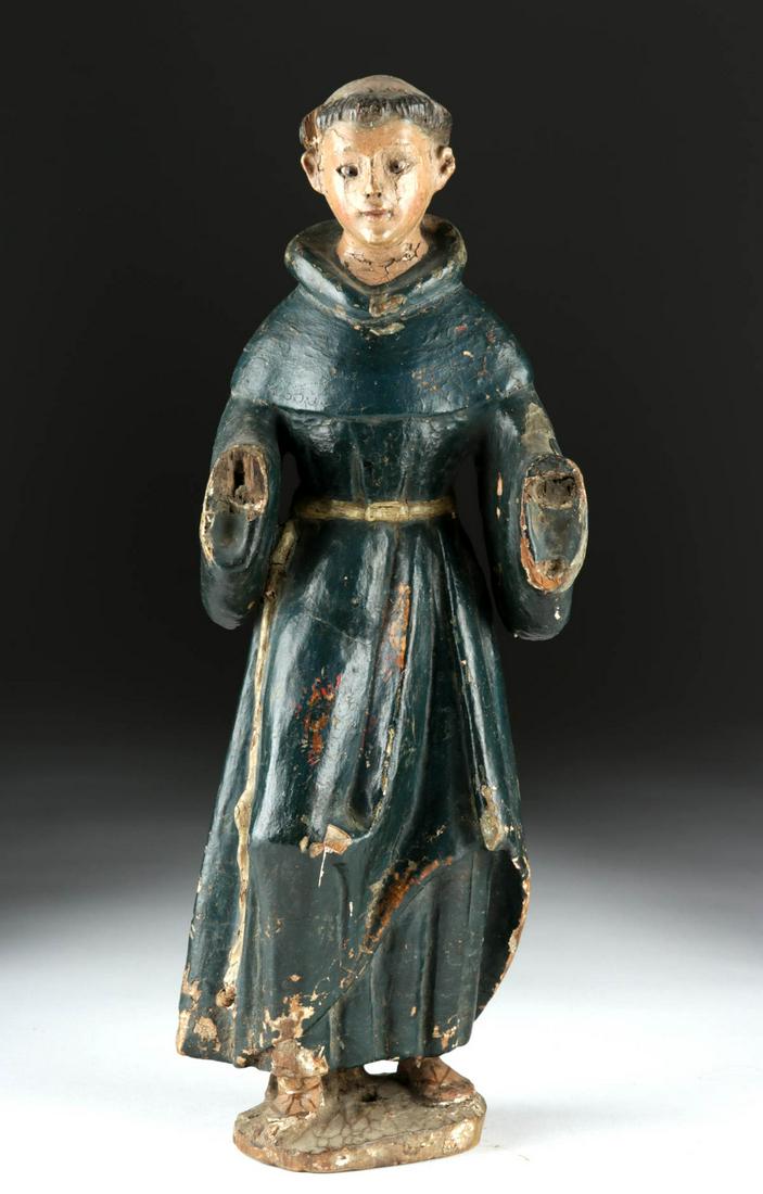 19th C. Mexican Wood Santo - St. Anthony of Padua (1 of 4)