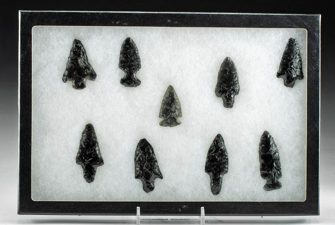 Lot of 9 Maya Obsidian Spear / Arrow Points (1 of 2)