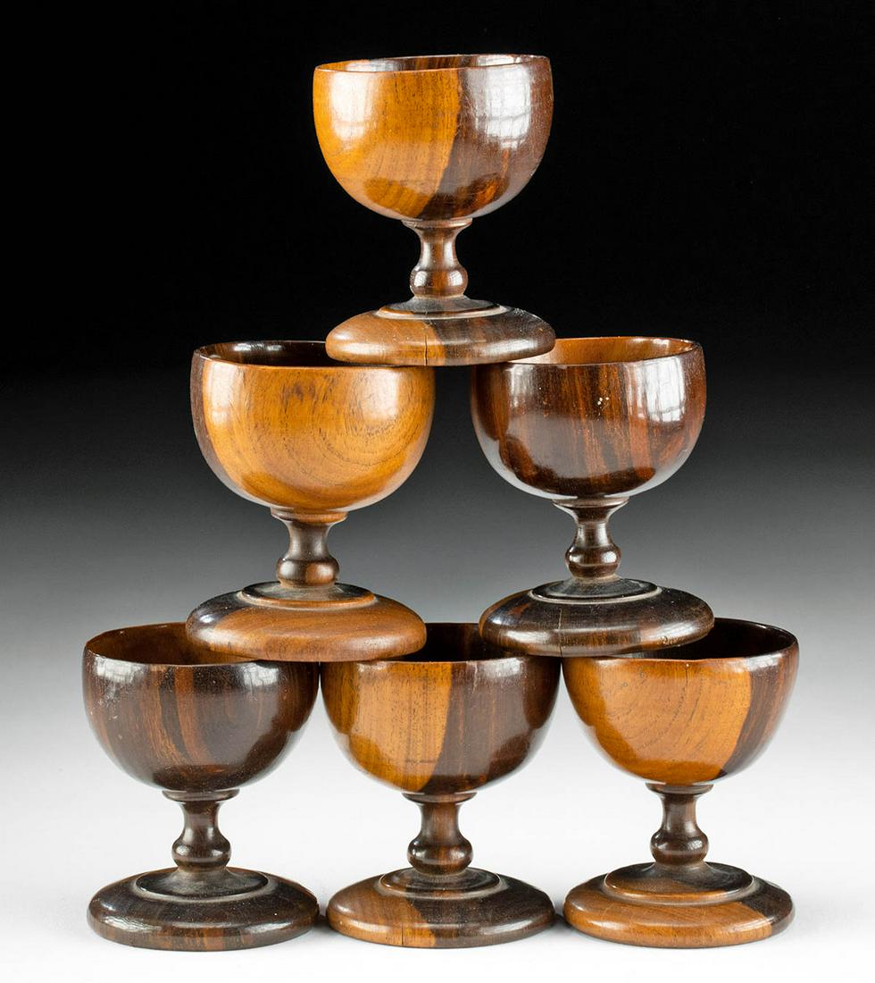 Lot of 6 Mid-20th C. Hawaiian Wood Egg Cups (1 of 6)