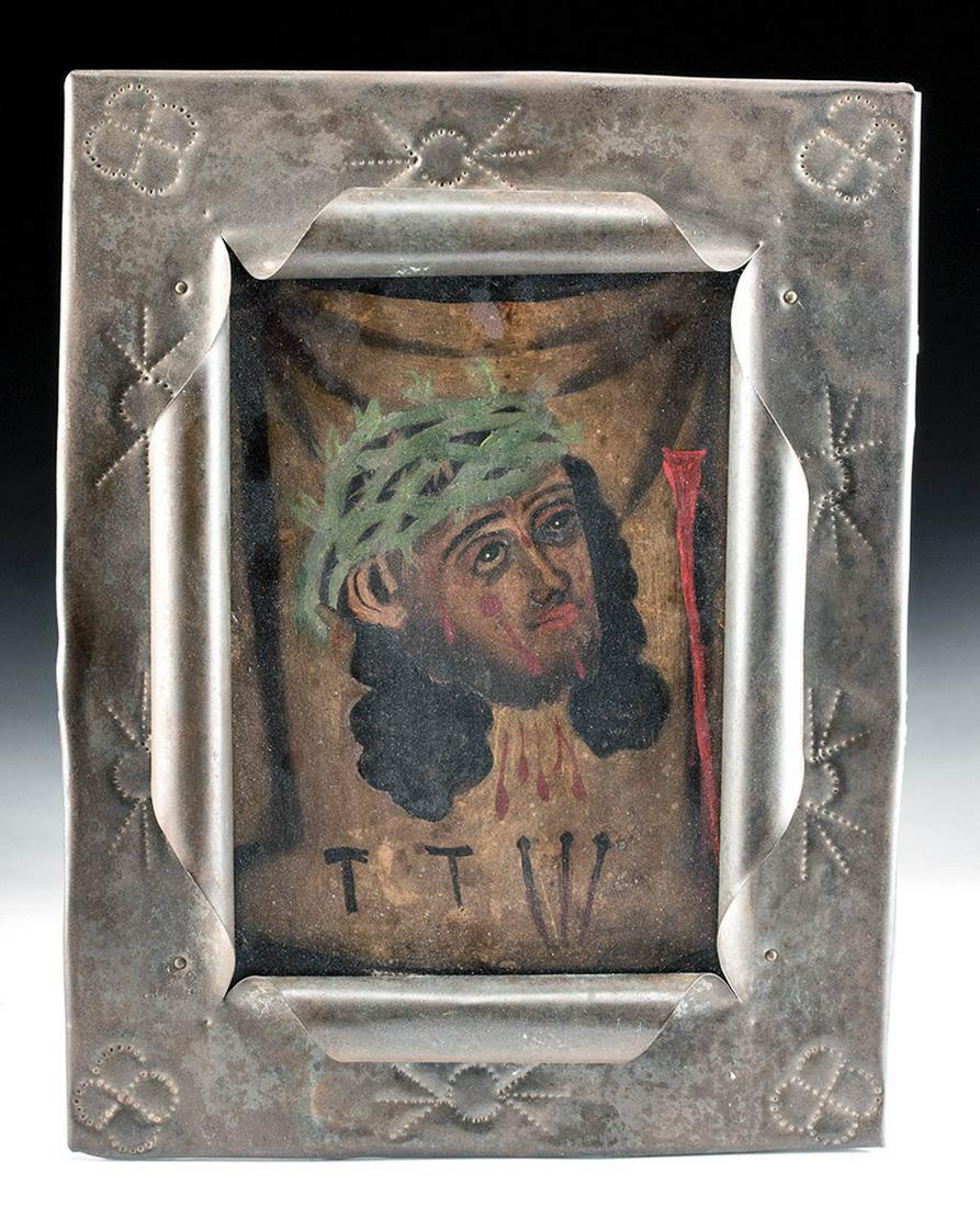 19th C. Mexican Retablo in Tin Nicho - Veronica's Veil (1 of 3)
