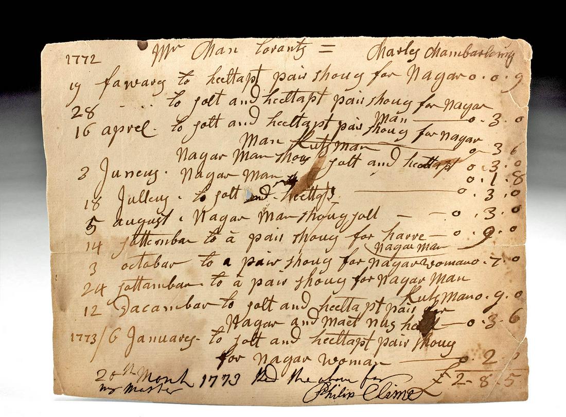 18th C. General Store Ledger Paper Receipt (1 of 6)