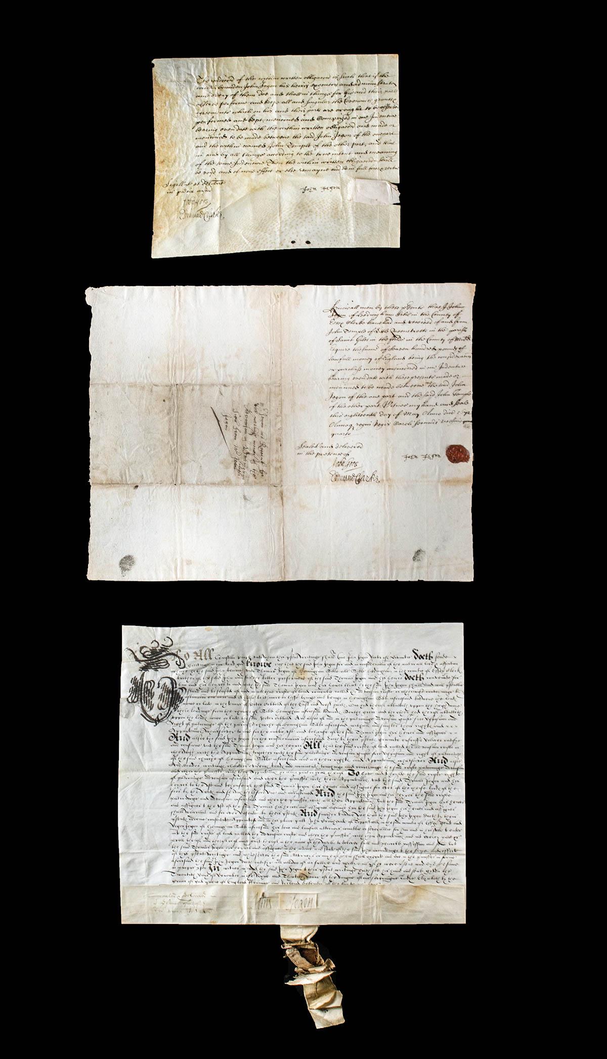 Three 16th & 17th C. English Vellum & Paper Documents