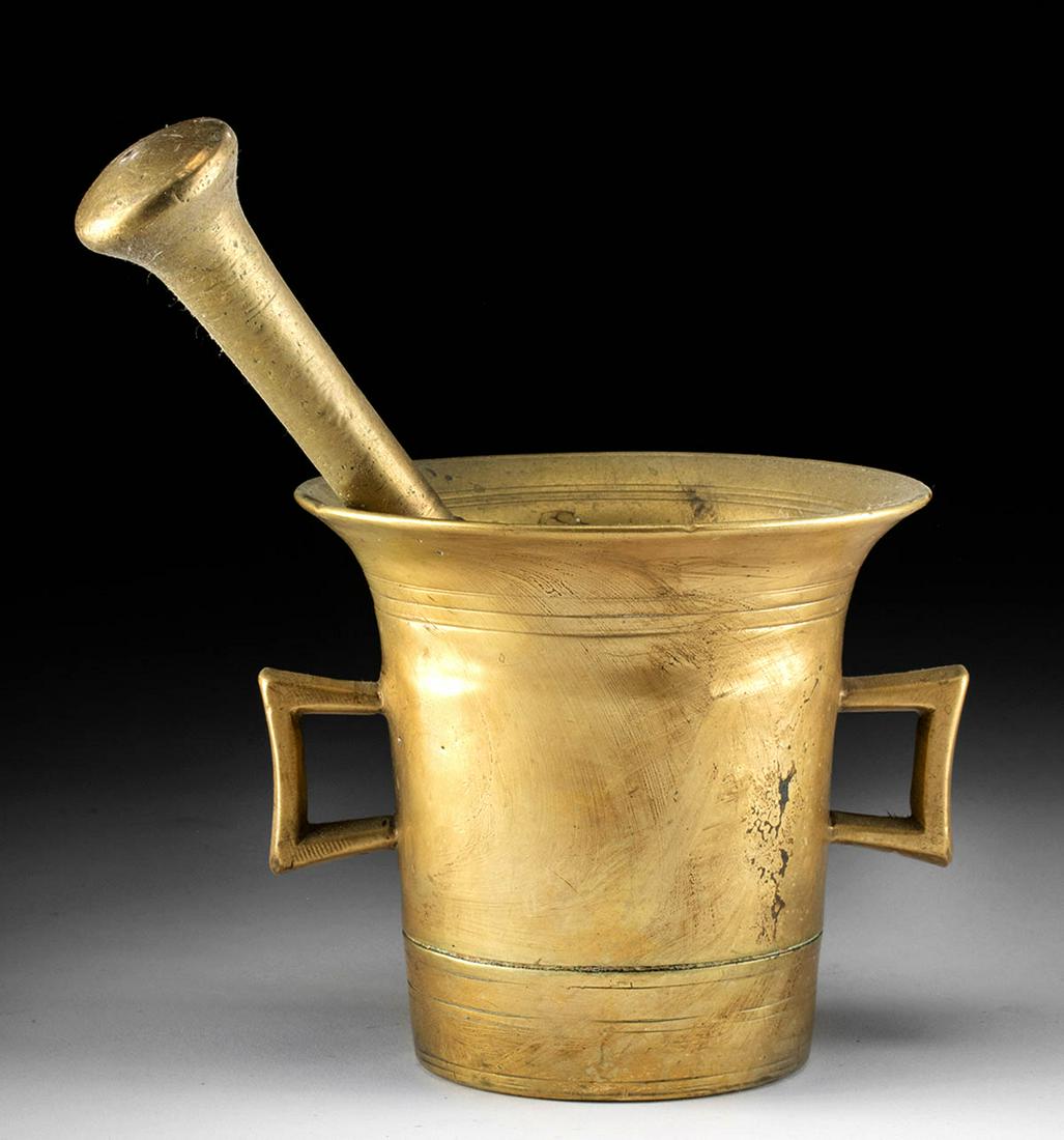 18th C. European Brass Mortar and Pestle (1 of 6)