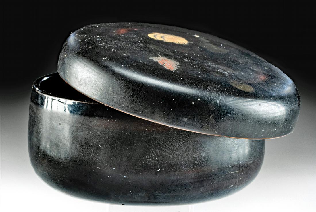 Japanese Meiji Lacquered Wood Lidded Box w/ Togidashi (1 of 4)