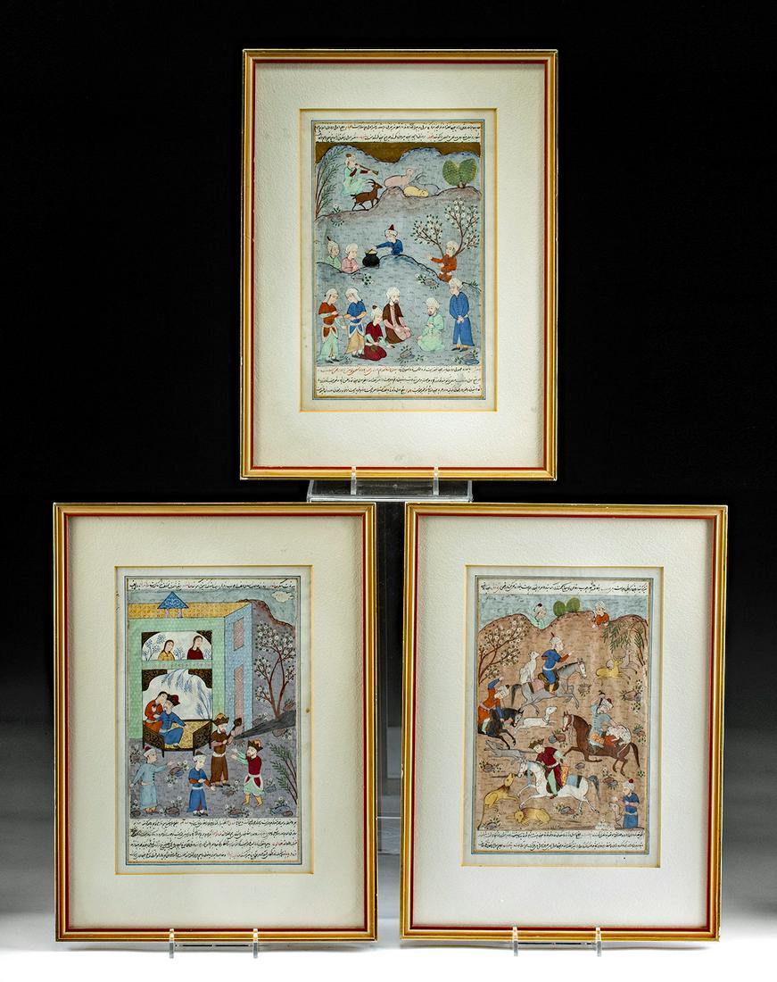 19th C. Persian Illustrated Manuscript Pages (3) (1 of 5)