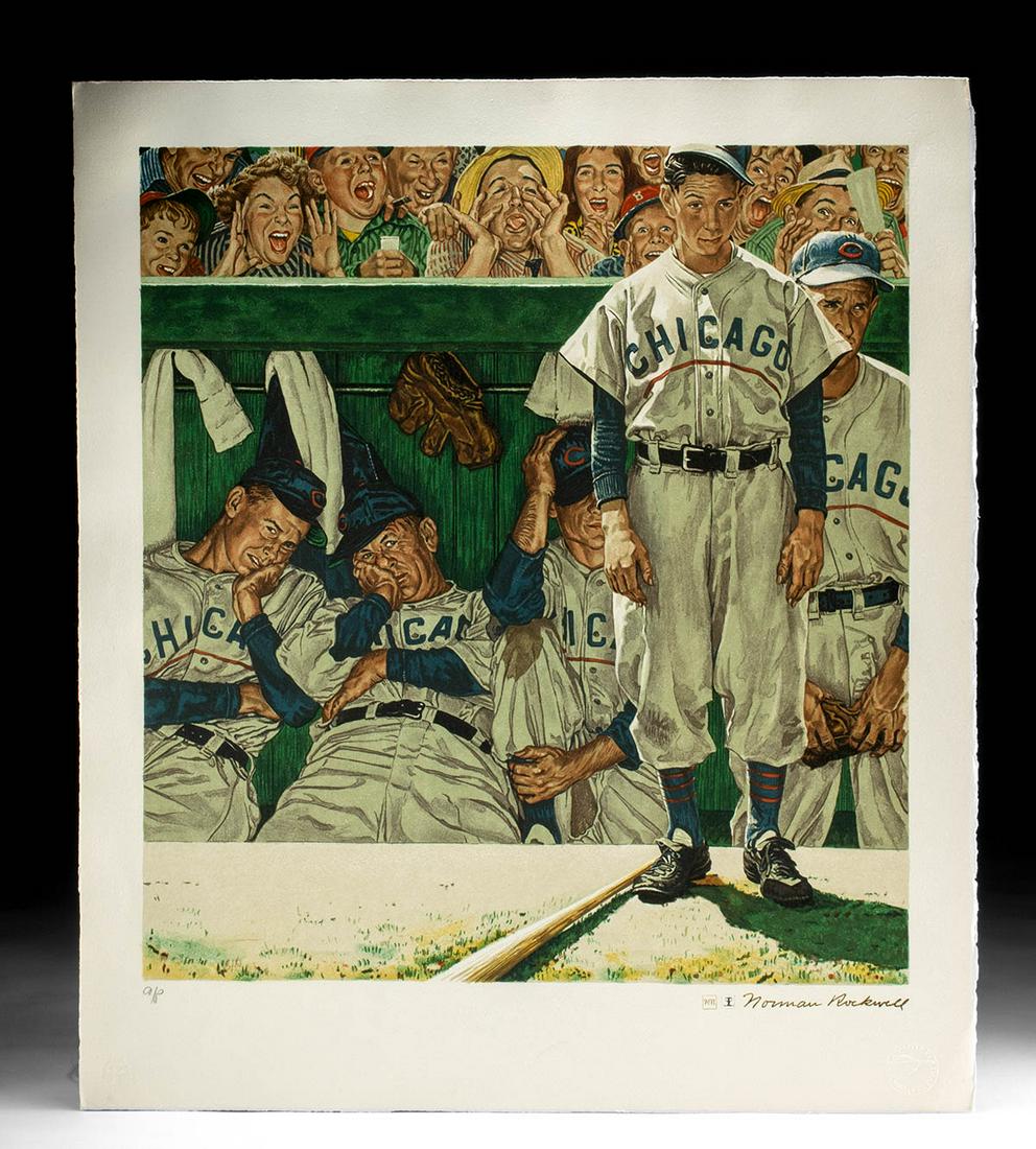 Vintage Norman Rockwell Lithograph - "The Dugout" (1 of 5)