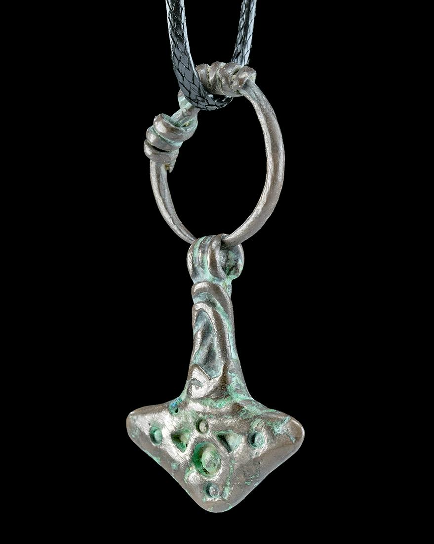 9th C. Viking Silver Mjolnir Pendant w/ Suspension Ring (1 of 3)