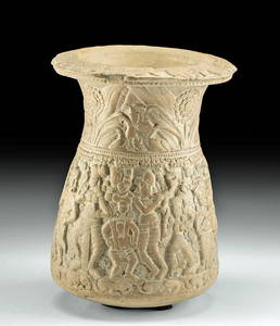 Indian Chandraketugarh Pottery Jar w/ Procession & TL