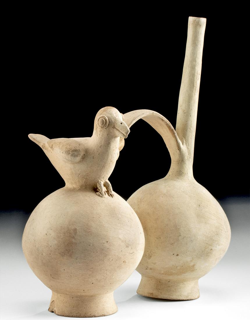 Chancay Pottery Whistling Stirrup Vessel w/ Bird (1 of 4)