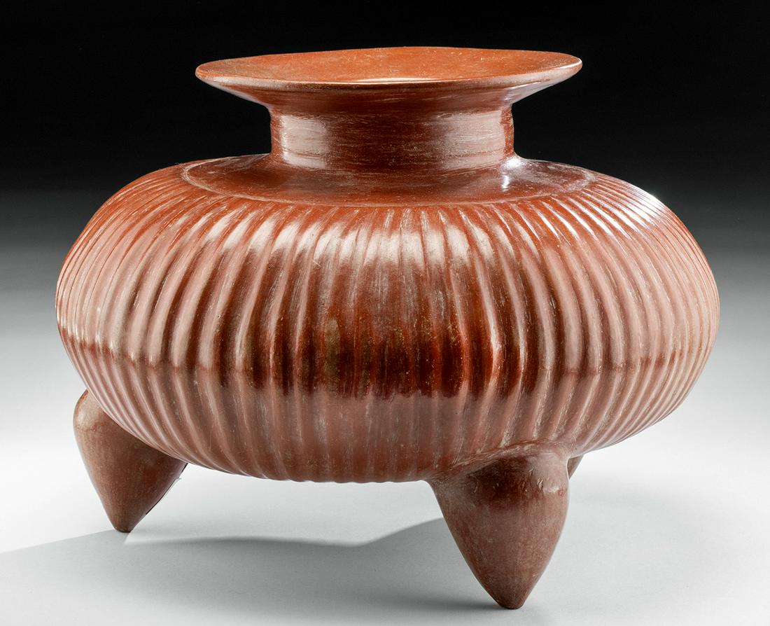 Colima Redware Gadrooned Tripod Vessel (1 of 6)