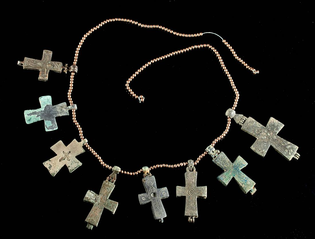 Lot of 7 Byzantine Bronze Crosses, ex-Bonhams (1 of 3)