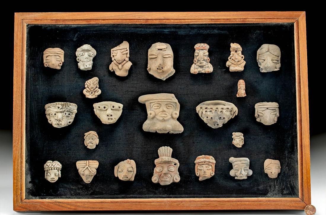 Lot of 23 Framed Michoacan / Chupicuaro Pottery Heads (1 of 1)