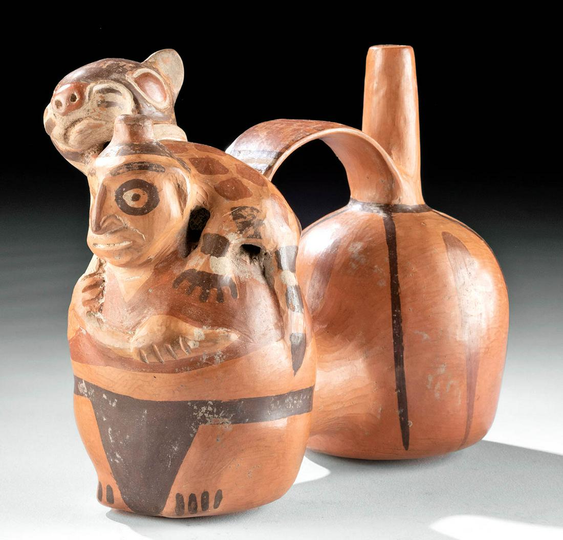 Lima-Niviera Polychrome Whistling Vessel, Male + Jaguar (1 of 6)