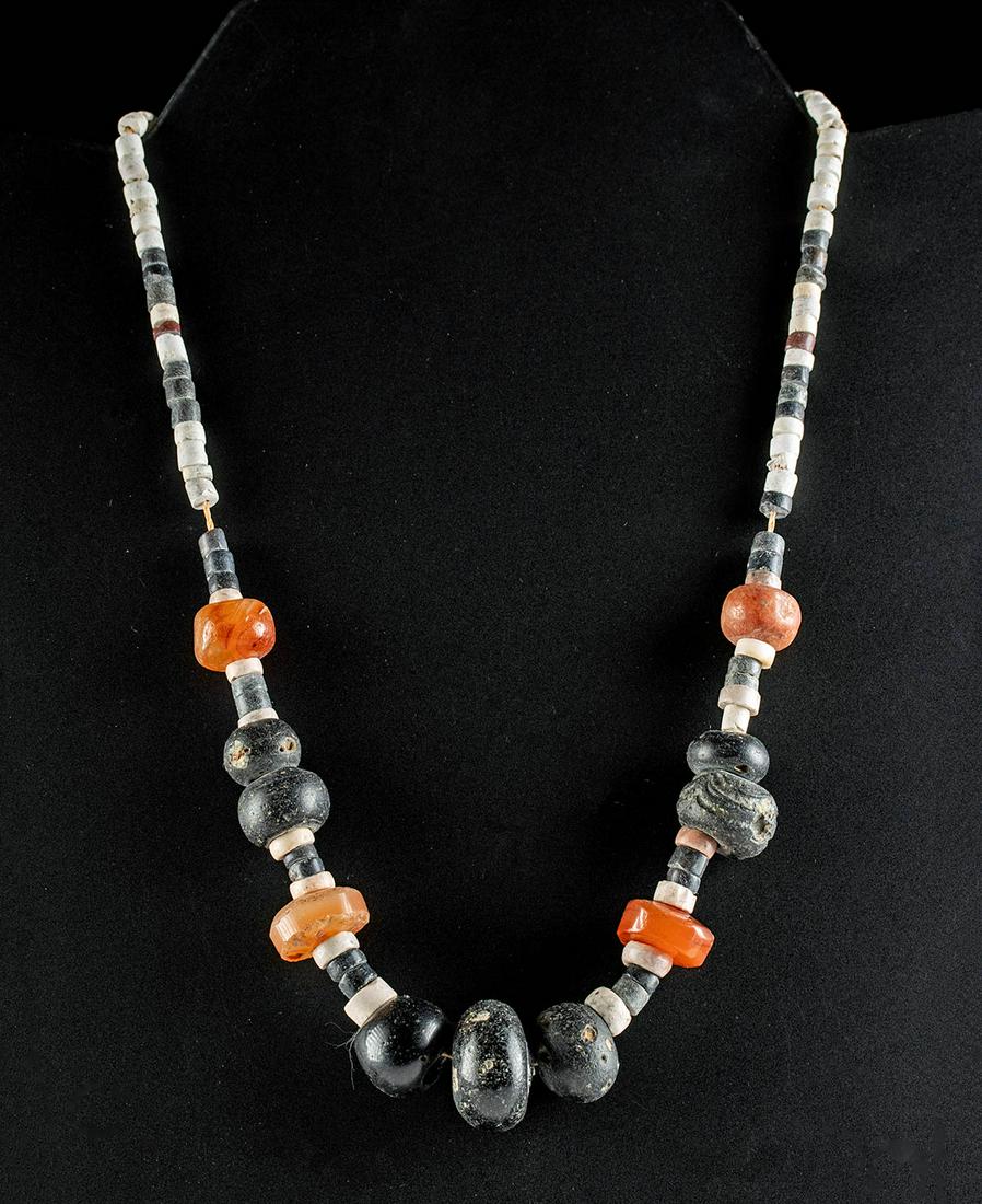 Sumerian Faience, Steatite & Carnelian Bead Necklace (1 of 2)