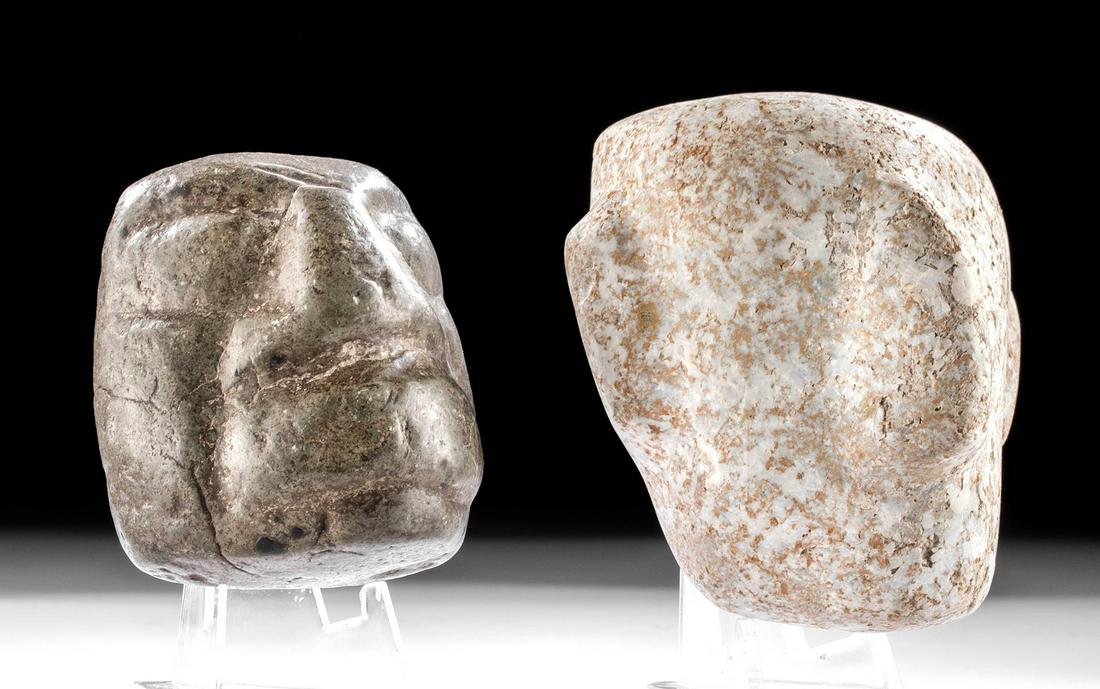 Lot of 2 Large Guerrero Mezcala Stone Heads (1 of 4)