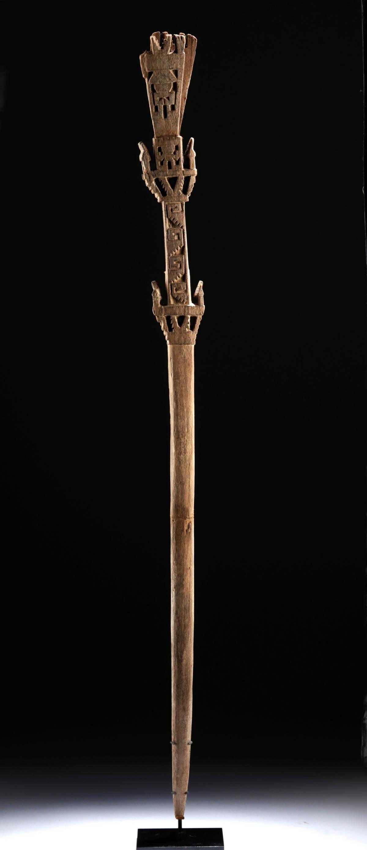 Royal Chimu Wood Staff w/ Relief Carvings (1 of 5)