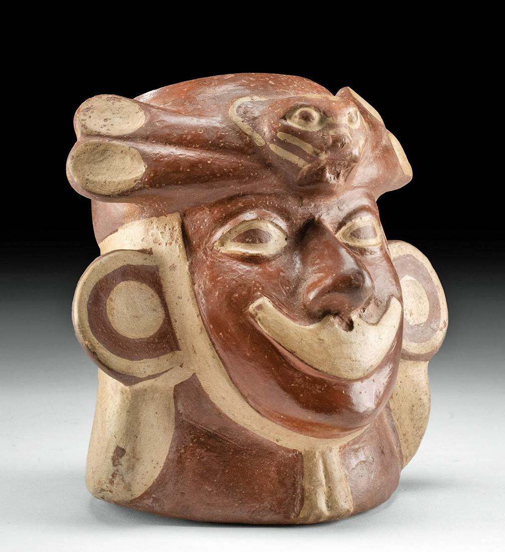 Fierce Moche Pottery Warrior Portrait Vessel w/ TL (1 of 4)