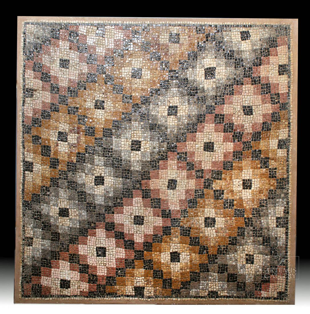 Large Roman Stone Mosaic w/ Polychrome Geometry (1 of 5)