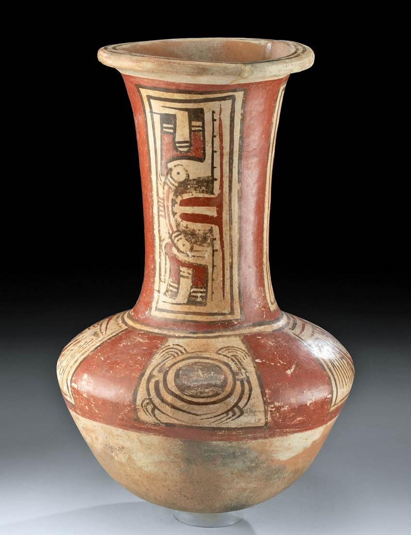 Large Cocle Polychrome Vase w/ Abstract Zoomorphs (1 of 4)