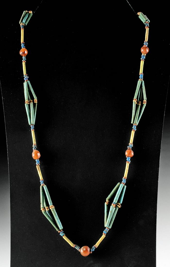 Egyptian Faience / Carnelian Beaded Necklace (1 of 5)